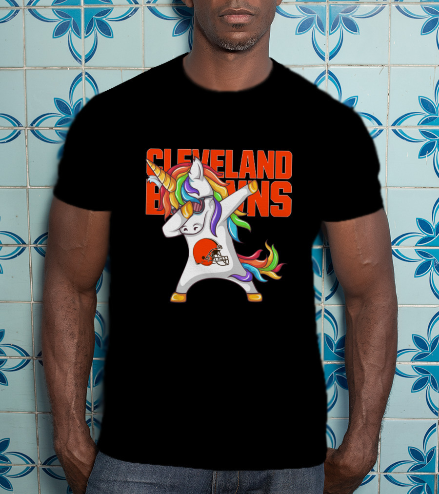 Cleveland Browns Rainbow Unicorn Football Helmet T-Shirt