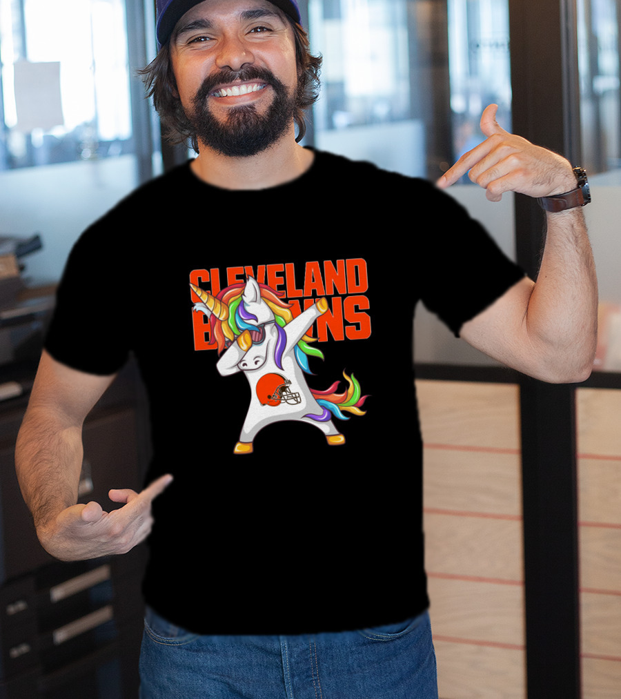 Cleveland Browns Rainbow Unicorn Football Helmet T-Shirt