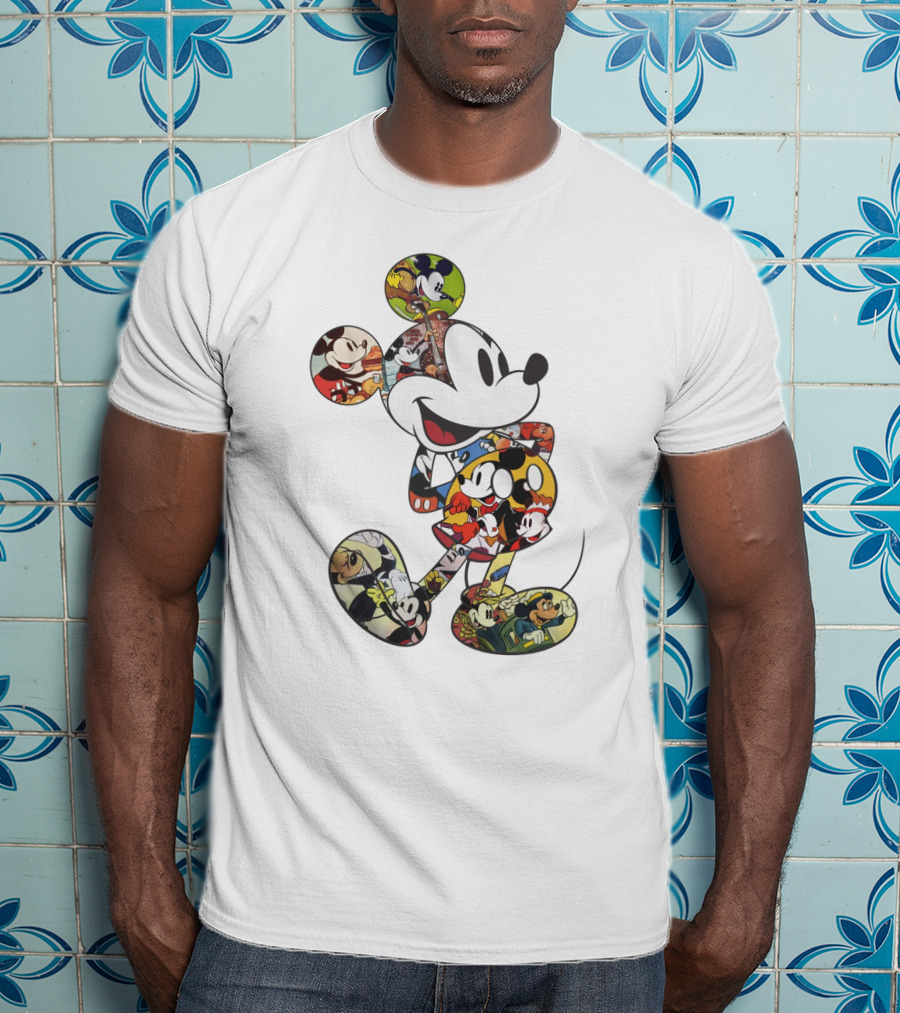 Disney Mickey Mouse Collage Vintage Comic Style T-Shirt