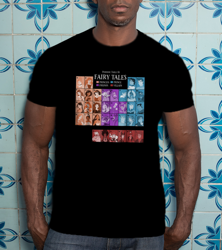 Periodic Table Of Fairy Tales Princess Prince Friends Villain Disney Films T-Shirt