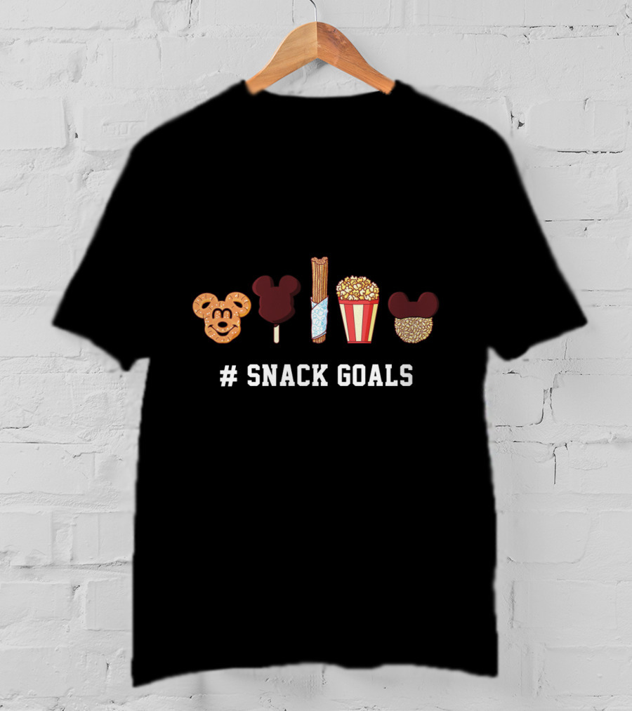 # Snack Goals Disney Films Mickey Mouse Ears Pretzel Churro Ice Cream Popcorn T-Shirt