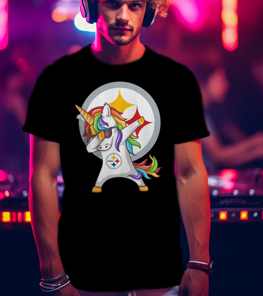 Steelers Rainbow Unicorn Dab With Pittsburgh Steelers T-Shirt