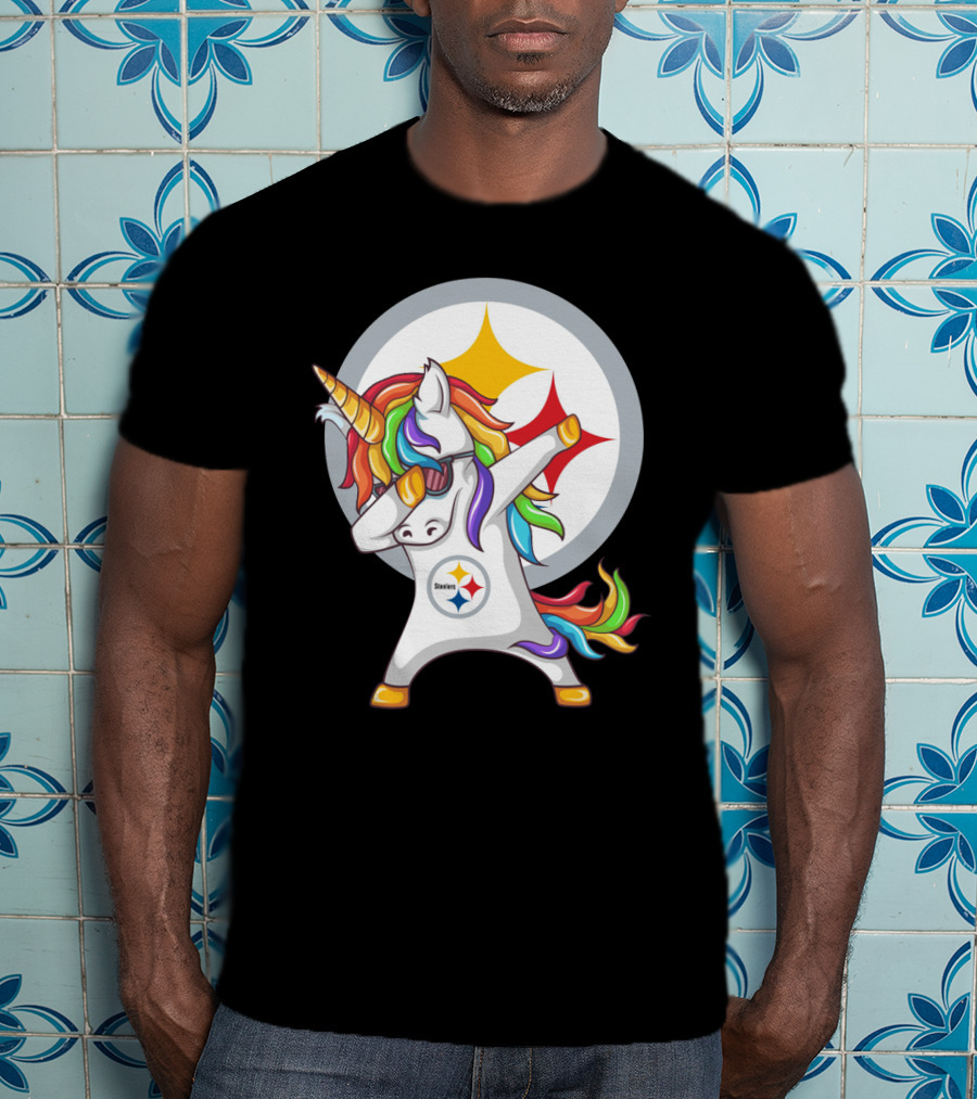 Steelers Rainbow Unicorn Dab With Pittsburgh Steelers T-Shirt