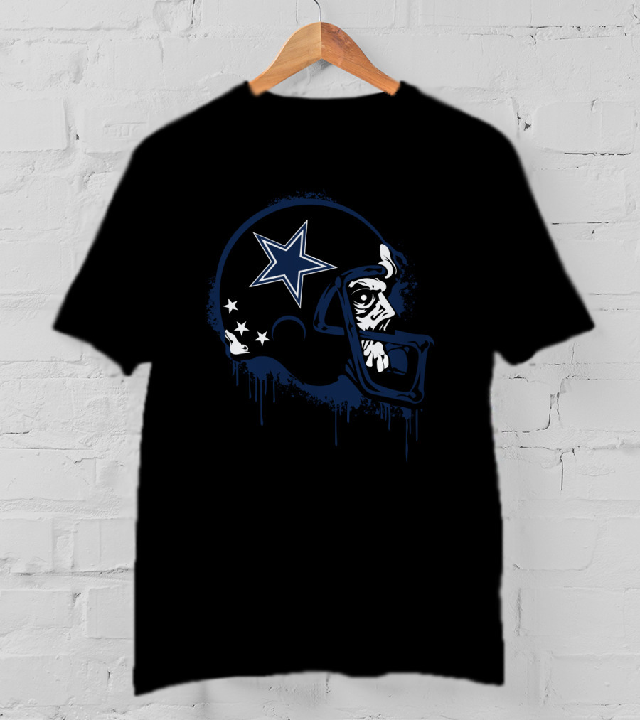 Zombie Skull Dallas Cowboys Helmet Stars Football T-Shirt