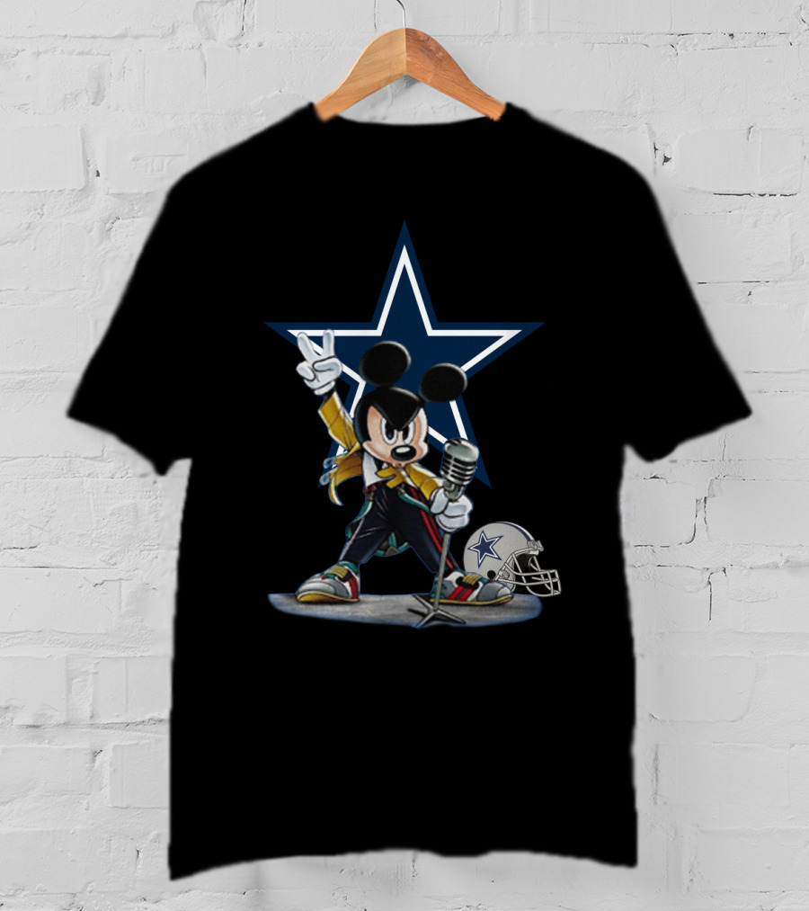 Dallas Cowboys Mickey Star Helmet Mic T-Shirt