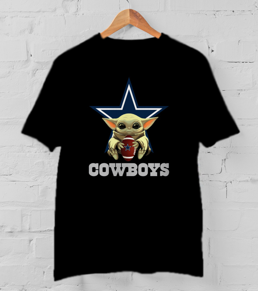 Cowboys Star Football Baby Yoda T-Shirt