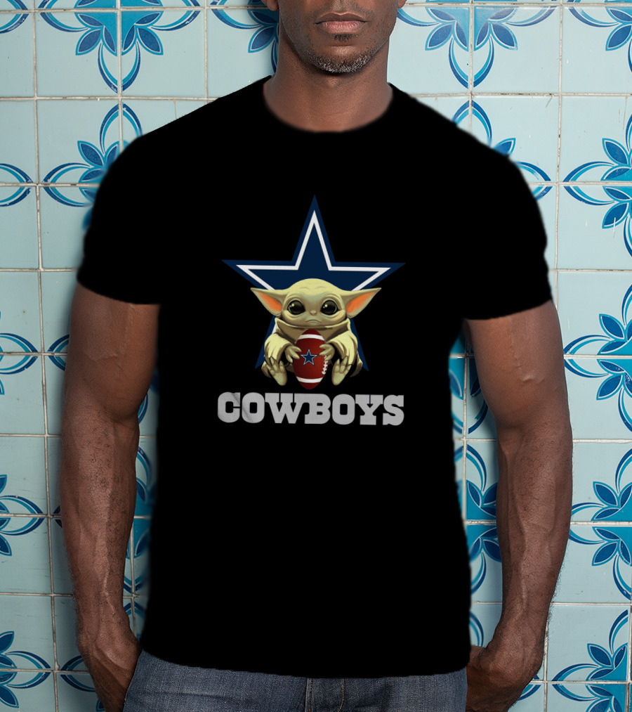Cowboys Star Football Baby Yoda T-Shirt