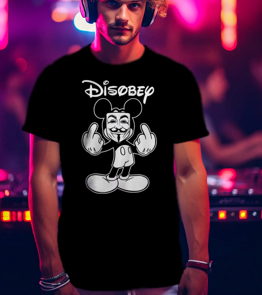 Disney Mickey Disobey Guy Fawkes T-Shirt