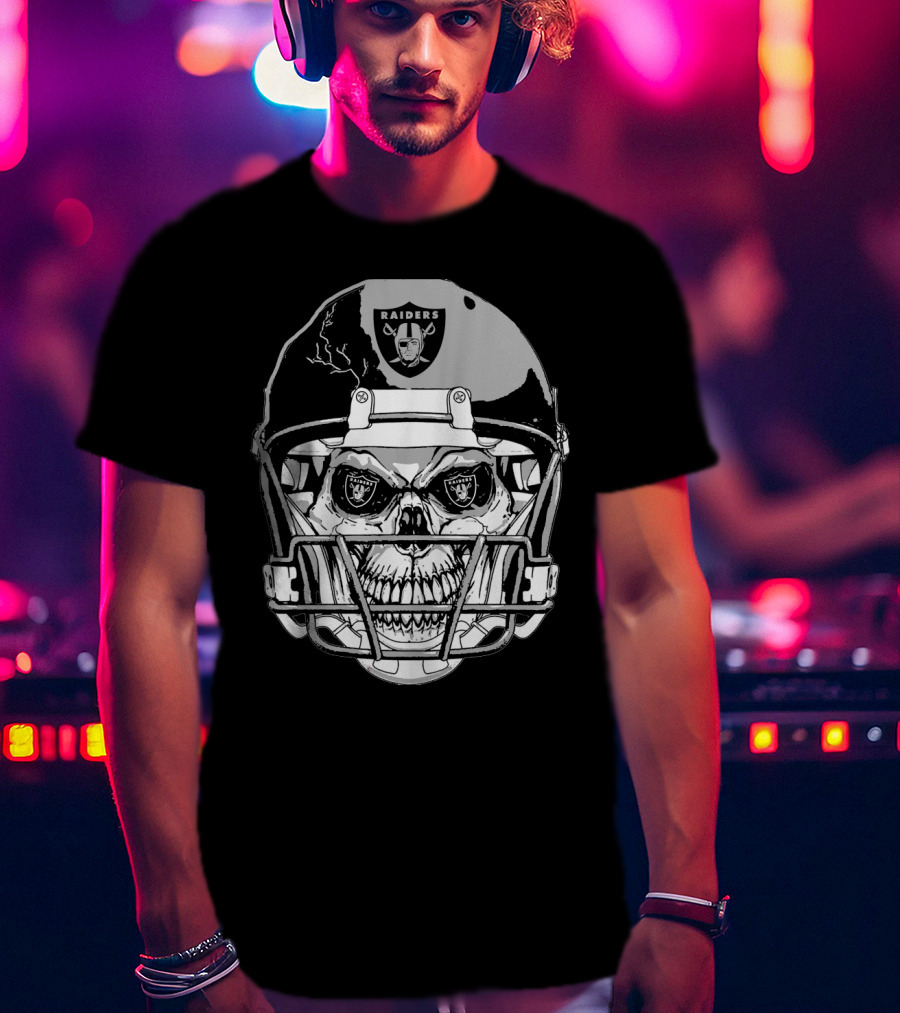 Raider Skull Helmet With Iconic Logo And Lightning Details T-Shirt