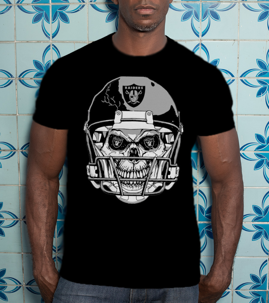 Raider Skull Helmet With Iconic Logo And Lightning Details T-Shirt
