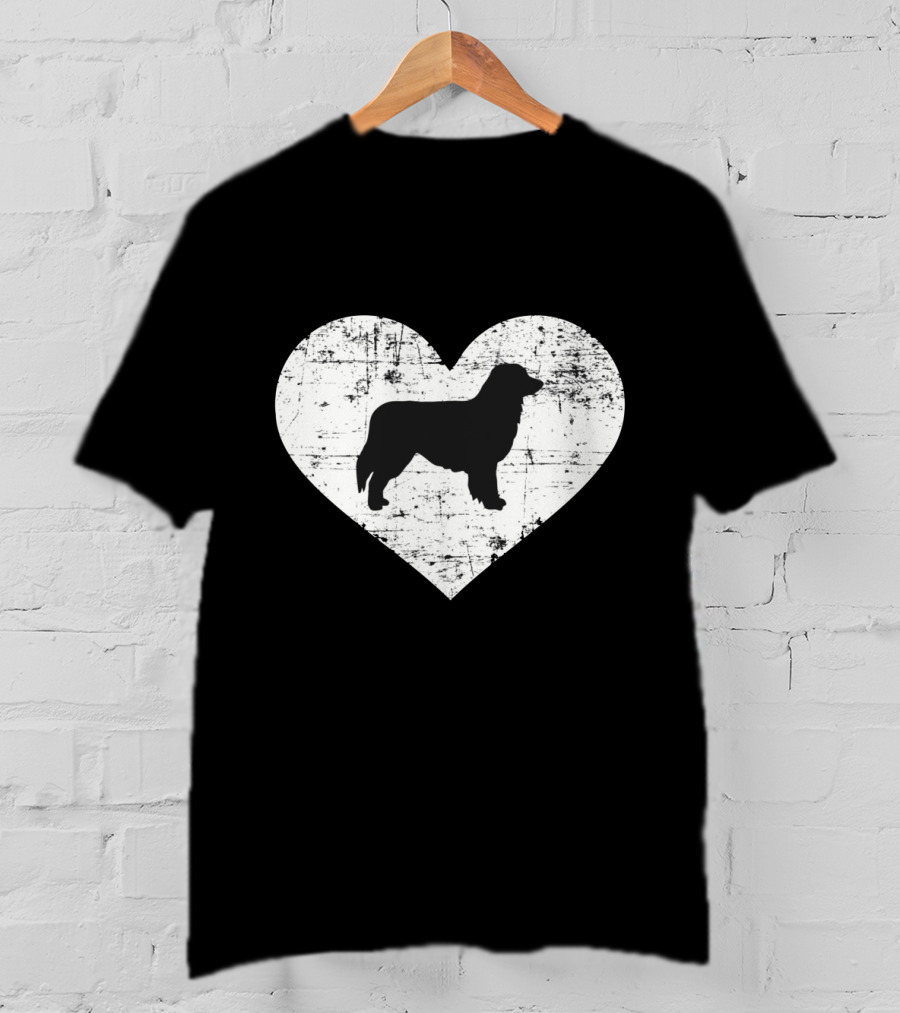 Love For Australian Shepherd Silhouette In Distressed Heart T-Shirt