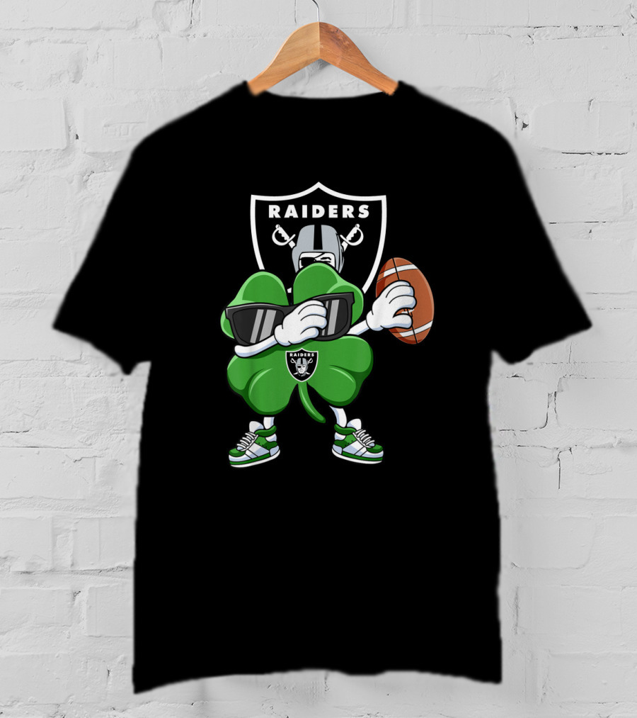 Raiders Shamrock Dabbing St. Patrick's Day Football Manter T-Shirt
