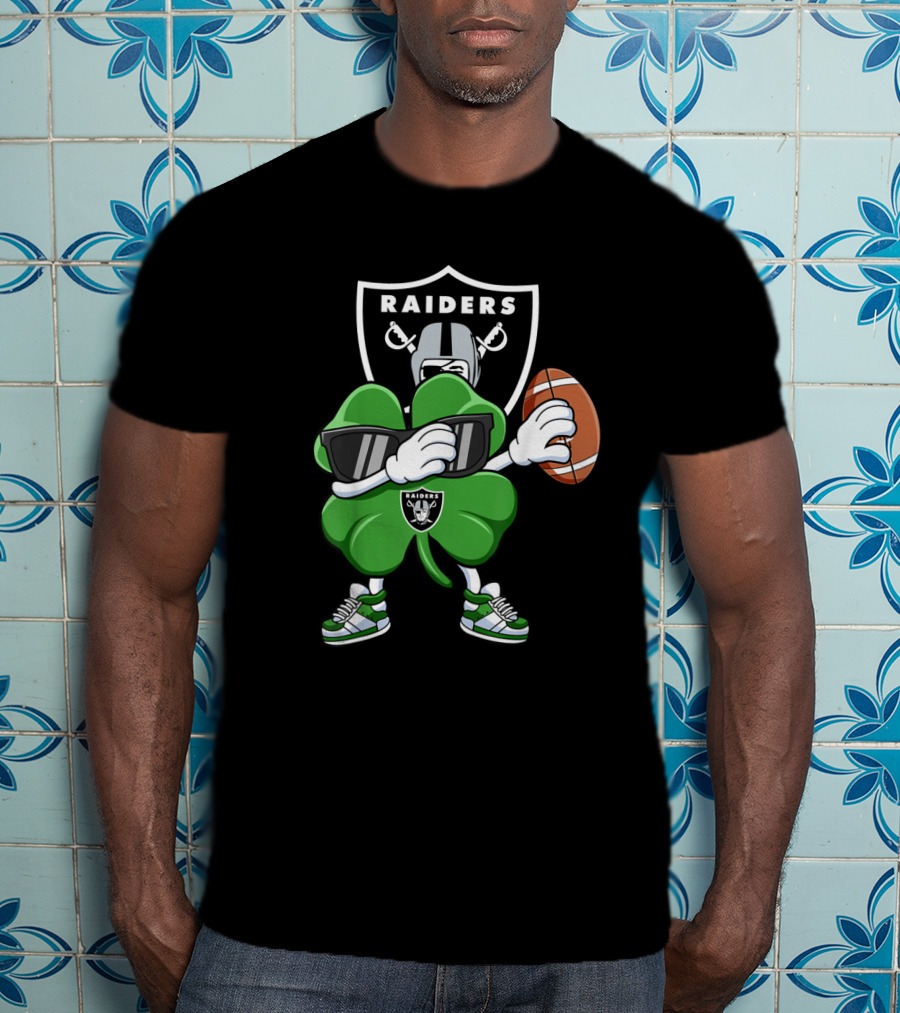 Raiders Shamrock Dabbing St. Patrick's Day Football Manter T-Shirt