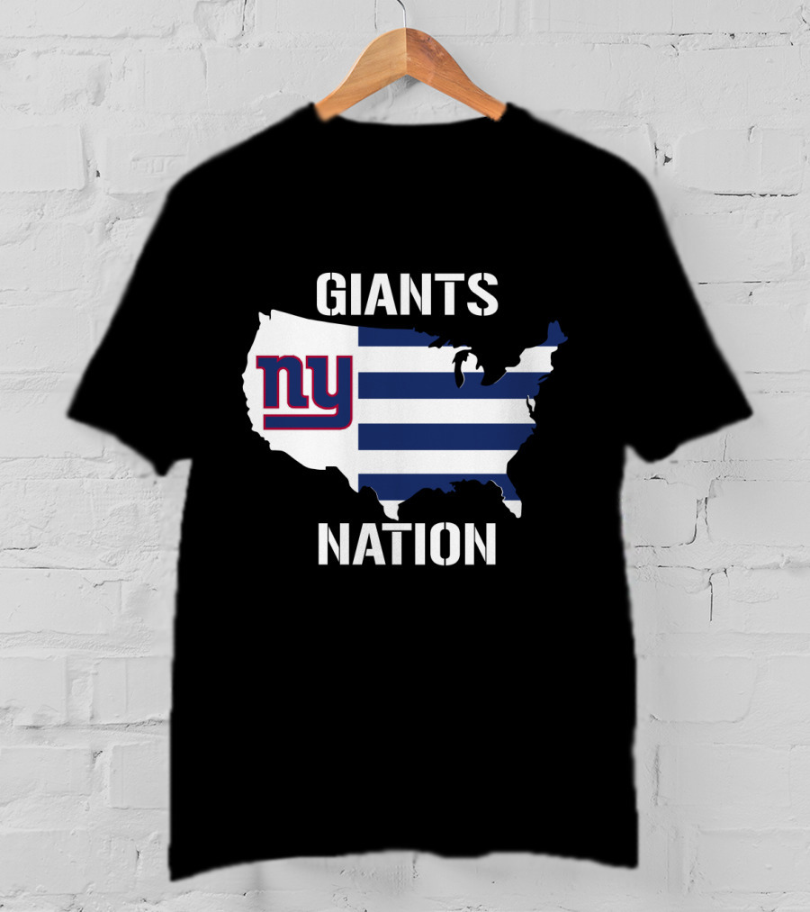 NY Giants Nation USA Map Stripes T-Shirt