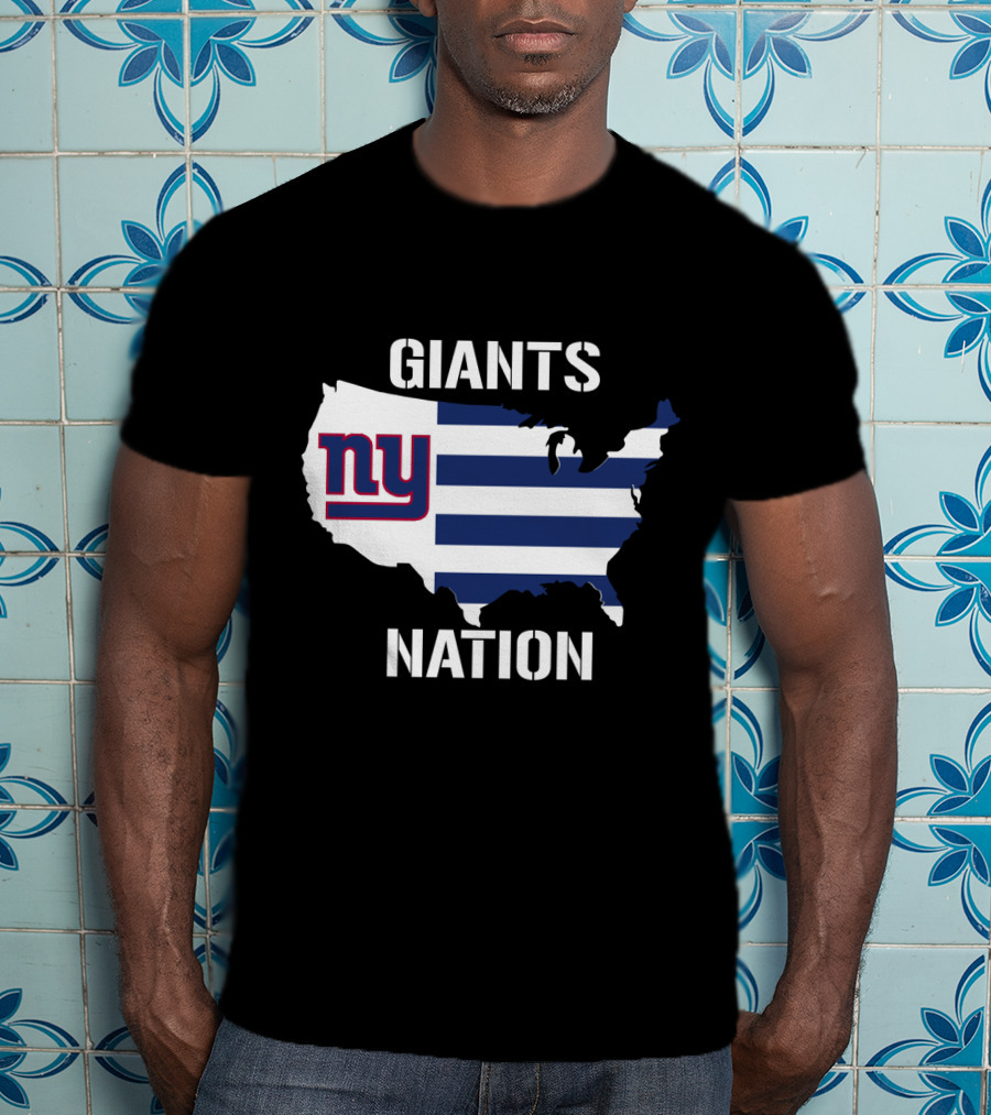 NY Giants Nation USA Map Stripes T-Shirt