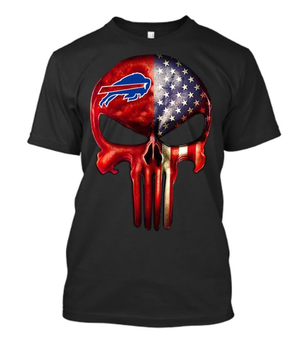 Buffalo Skull American Flag Fan Only T-Shirt
