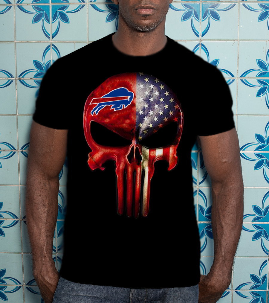 Buffalo Skull American Flag Fan Only T-Shirt