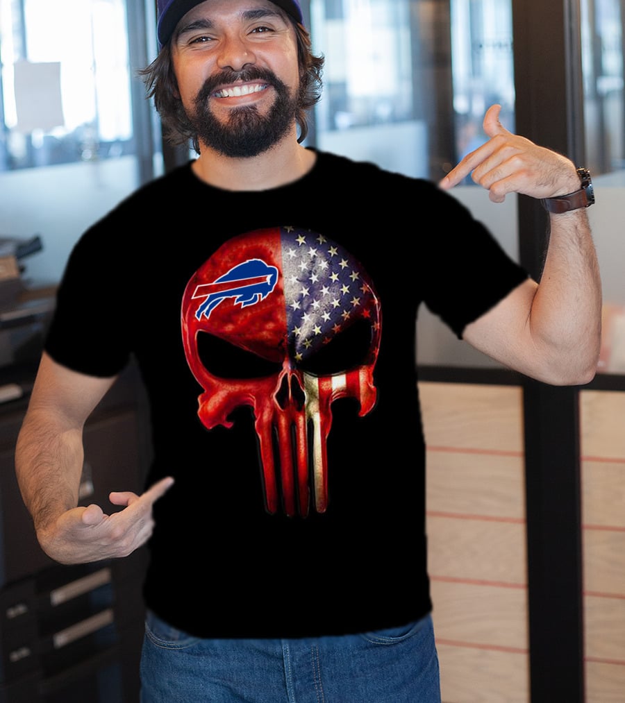 Buffalo Skull American Flag Fan Only T-Shirt