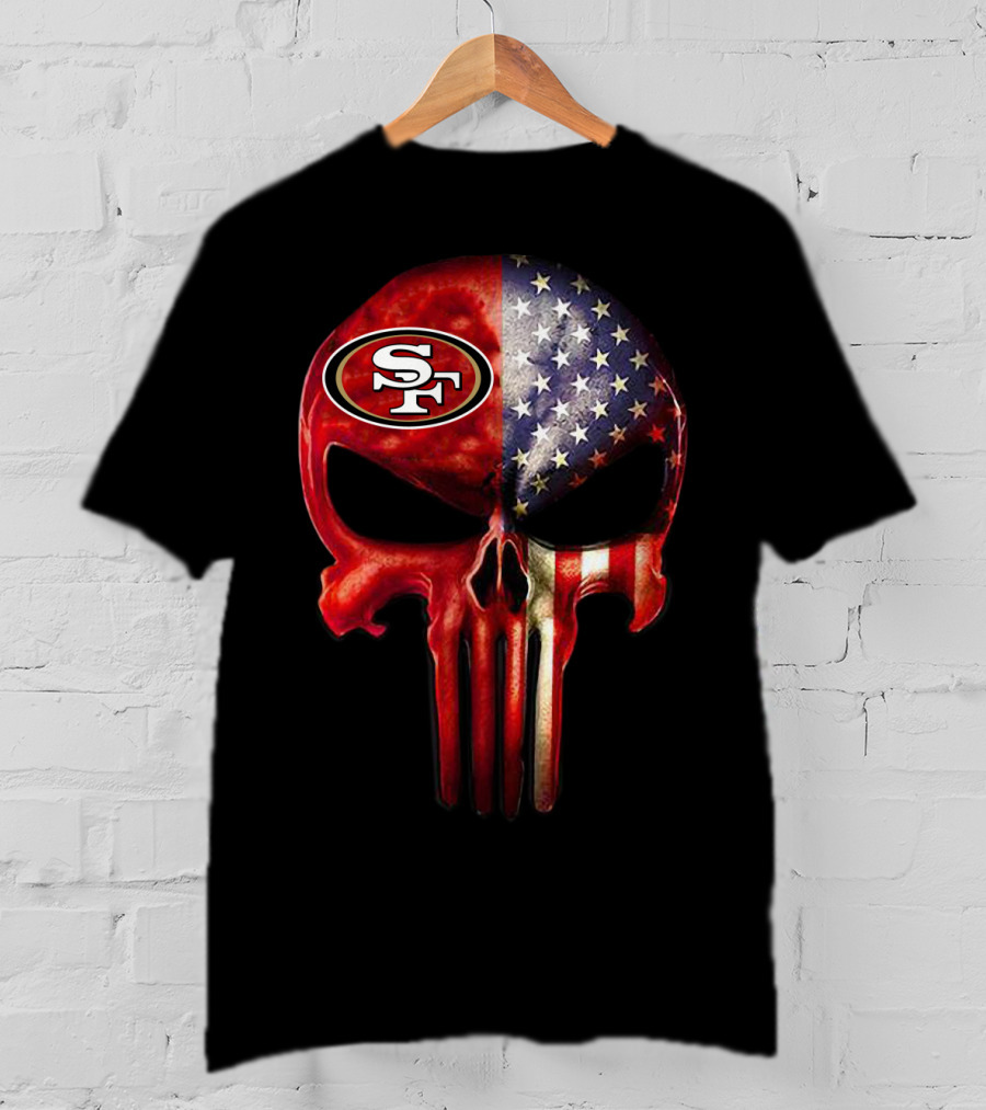 For True San Francisco Fan Only SF American Flag Skull T-Shirt