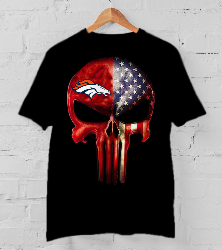 Denver Broncos USA Punisher Skull T-Shirt