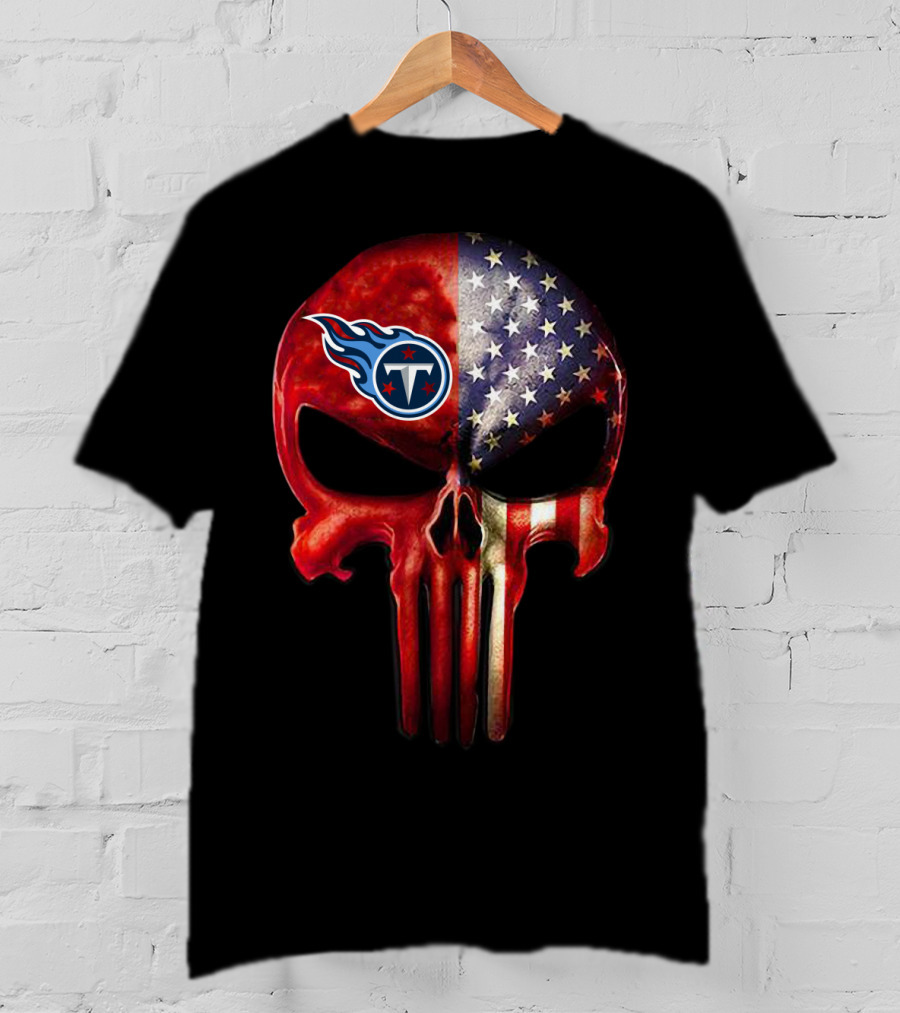 Patriotic Tennessee Titans Punisher Skull For True Fans Only T-Shirt