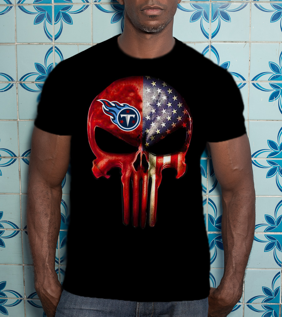 Patriotic Tennessee Titans Punisher Skull For True Fans Only T-Shirt