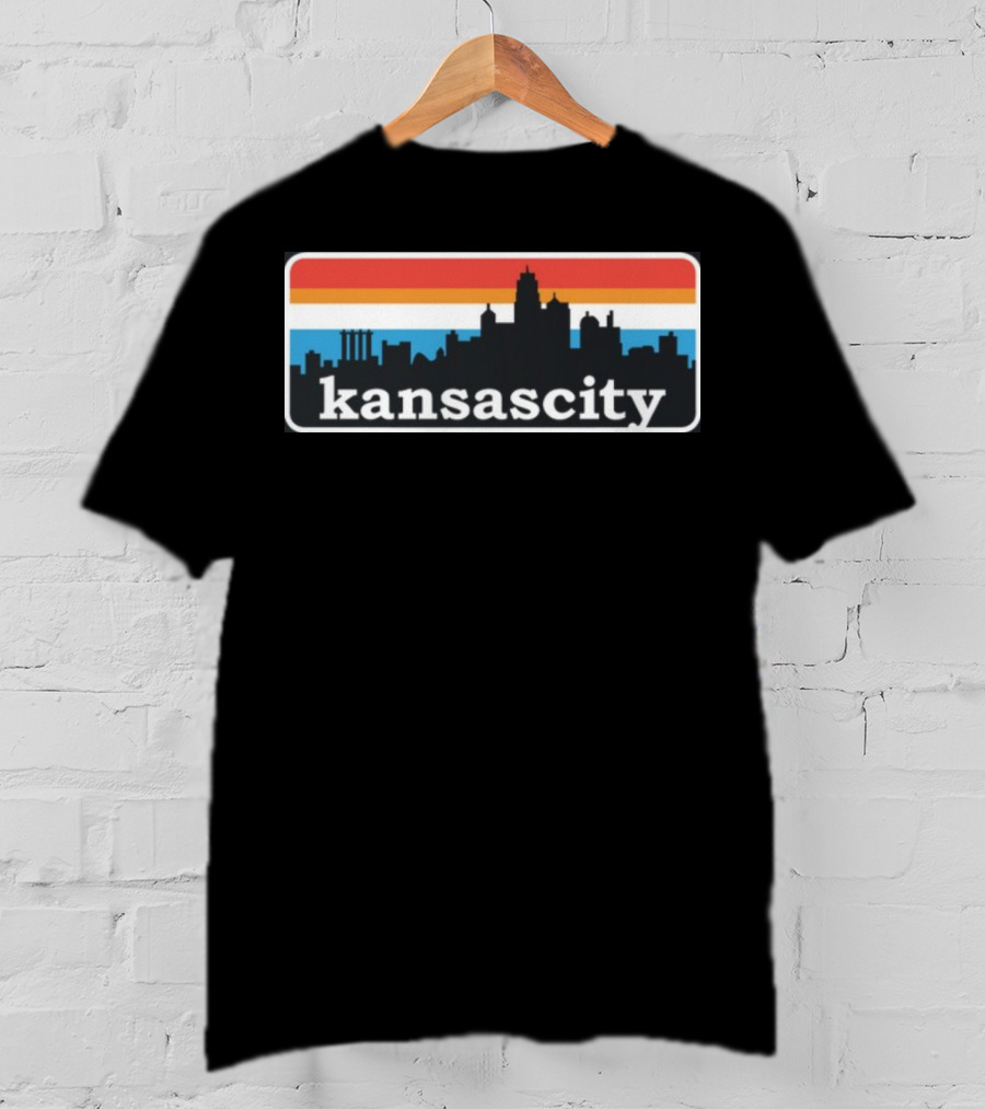 Jason Sudeikis Wearing Kansas City Skyline Retro Stripes T-Shirt