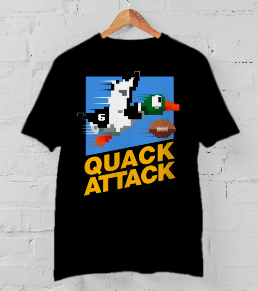 Quack Attack Pixel Duck Football Retro Gaming T-Shirt
