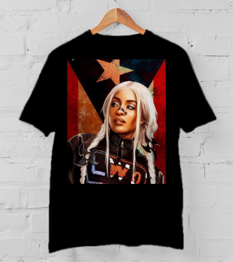 LWO Zelina Vega Fear La Chancla Puerto Rican Flag Background T-Shirt