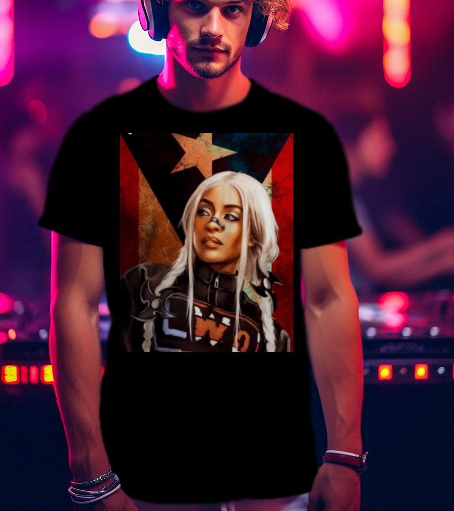 LWO Zelina Vega Fear La Chancla Puerto Rican Flag Background T-Shirt