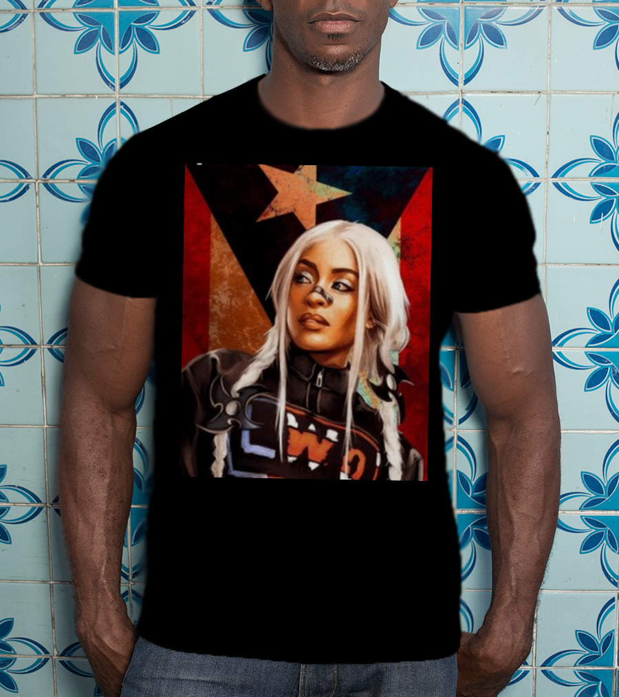 LWO Zelina Vega Fear La Chancla Puerto Rican Flag Background T-Shirt