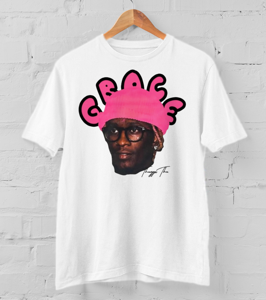 Thuggin Thuggin Grace Pink Beanie Glasses T-Shirt