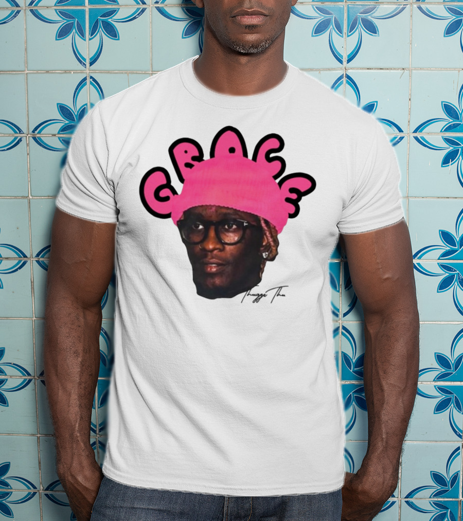 Thuggin Thuggin Grace Pink Beanie Glasses T-Shirt