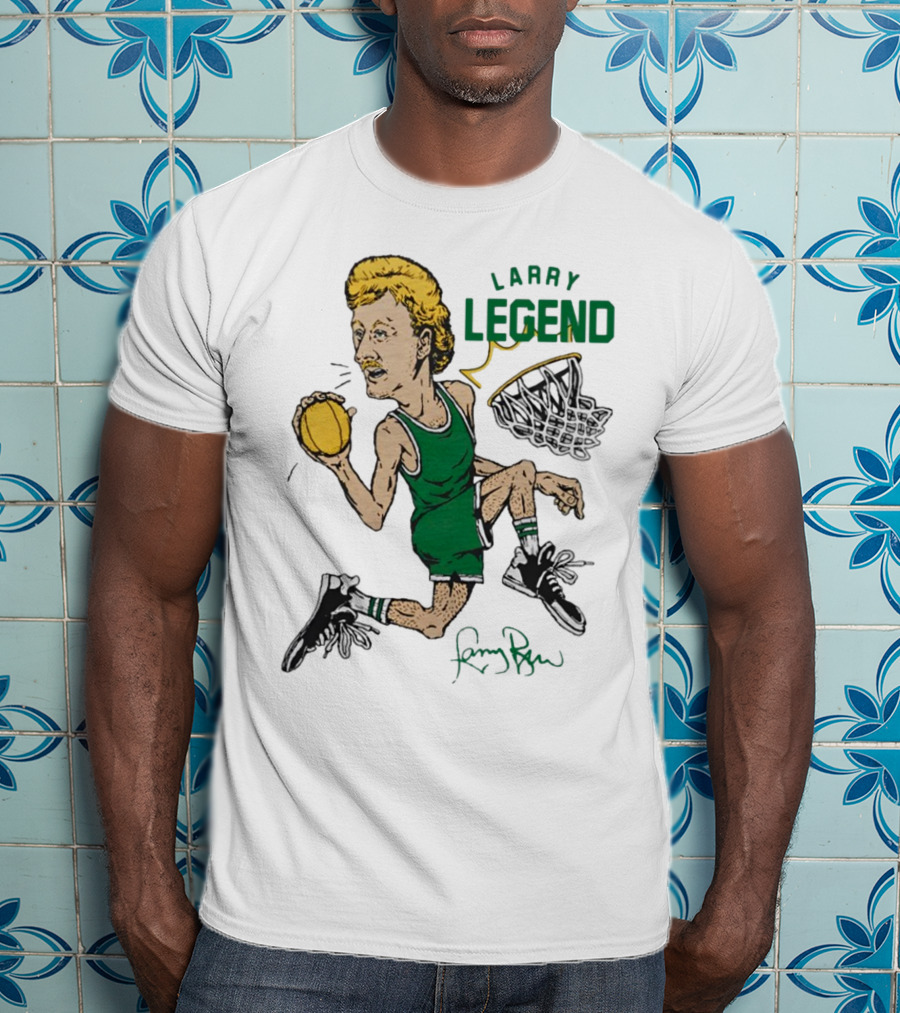 Larry Legend Layup Basketball Icon With Signature T-Shirt