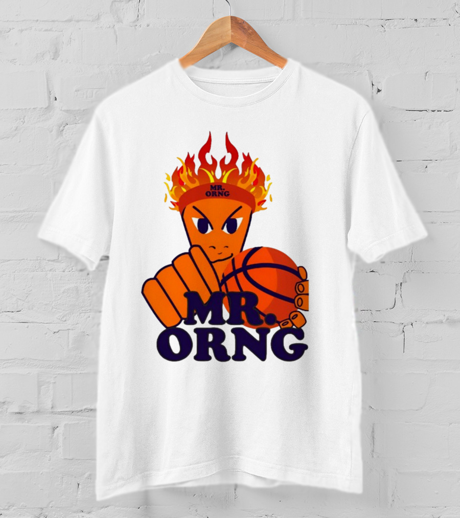 MR ORNG Basketball Flame Fist Character T-Shirt
