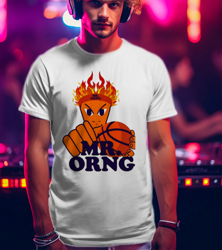 MR ORNG Basketball Flame Fist Character T-Shirt