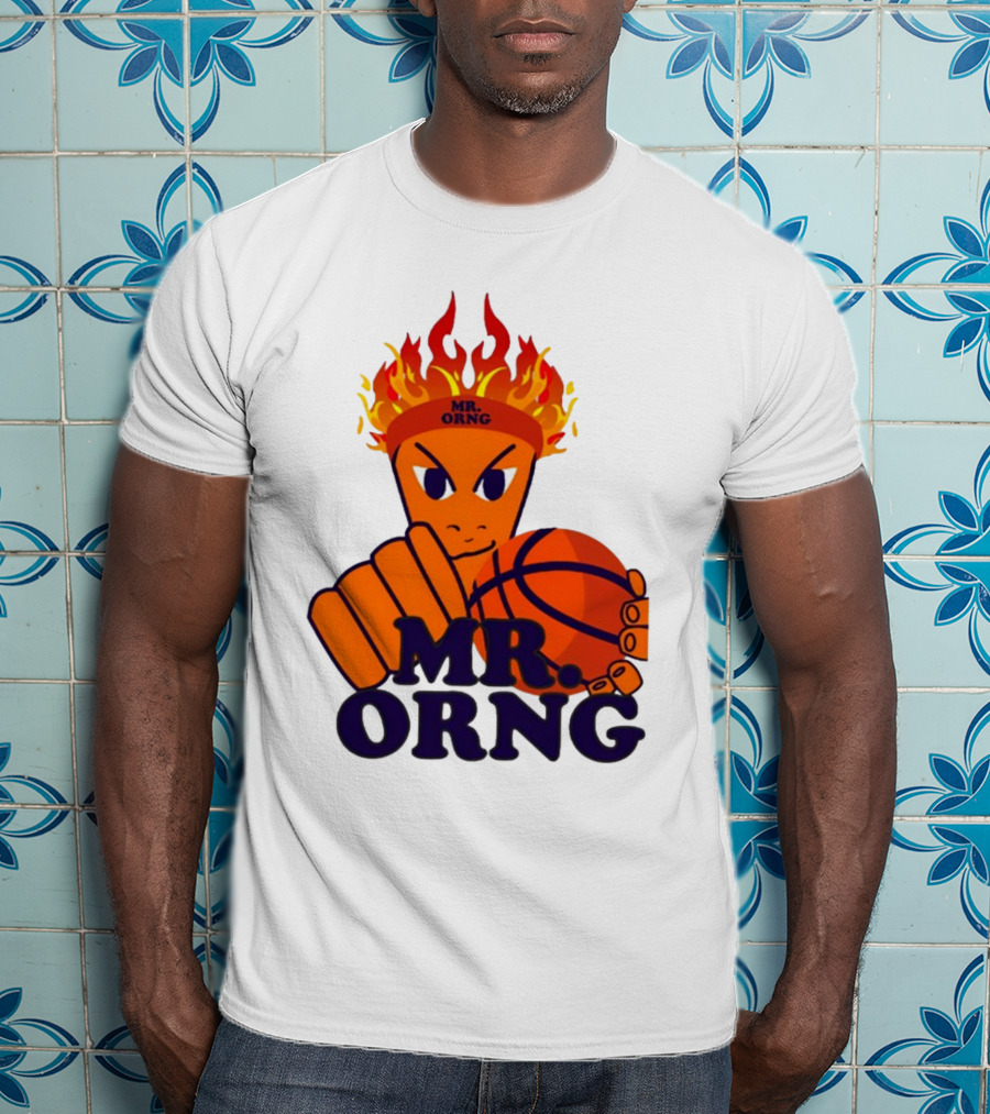 MR ORNG Basketball Flame Fist Character T-Shirt