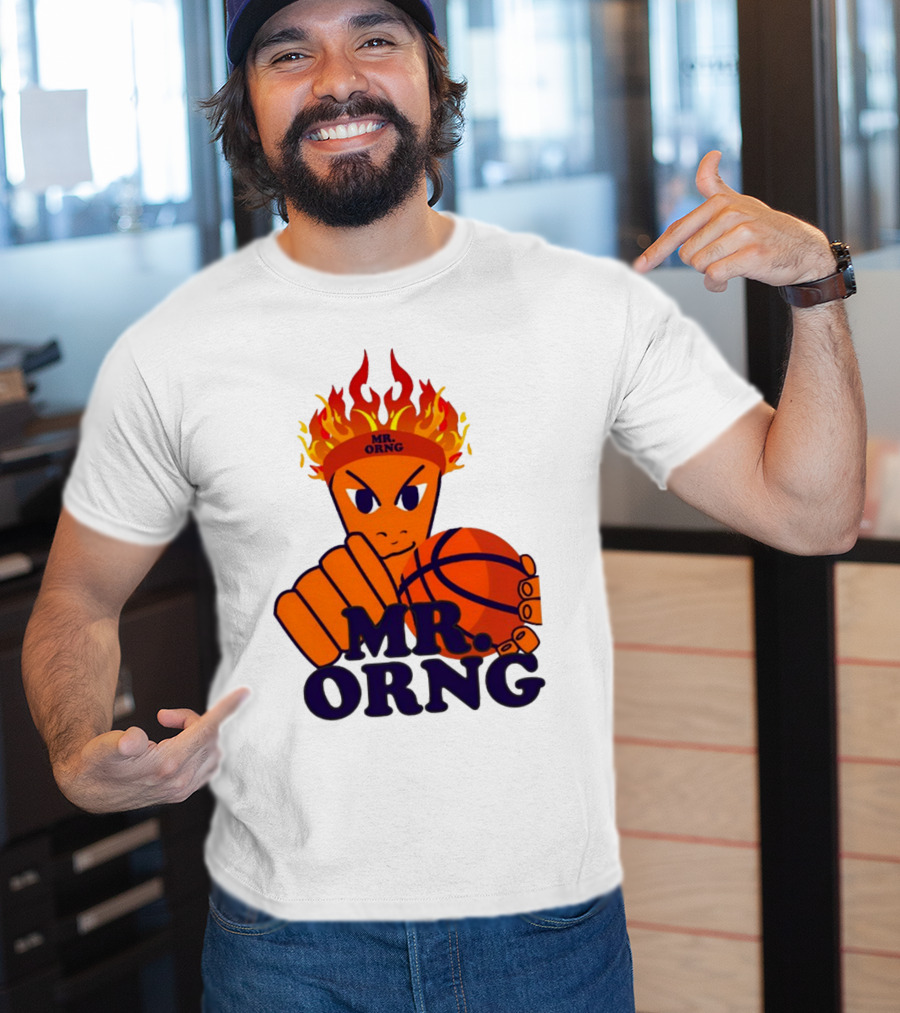 MR ORNG Basketball Flame Fist Character T-Shirt