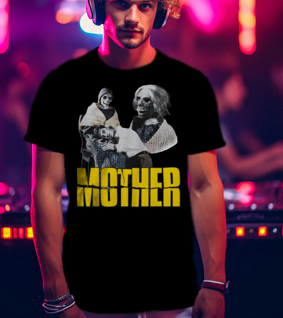 Mother Psycho Skeleton Horror Motif T-Shirt