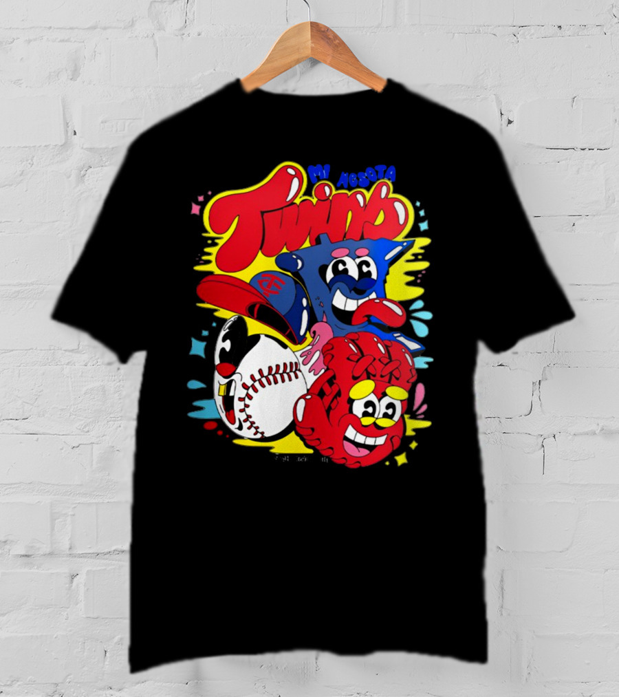 Minnesota Twins Cartoon Characters Baseball Art Evan Weselmann T-Shirt