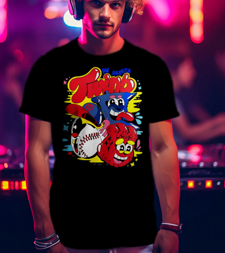 Minnesota Twins Cartoon Characters Baseball Art Evan Weselmann T-Shirt
