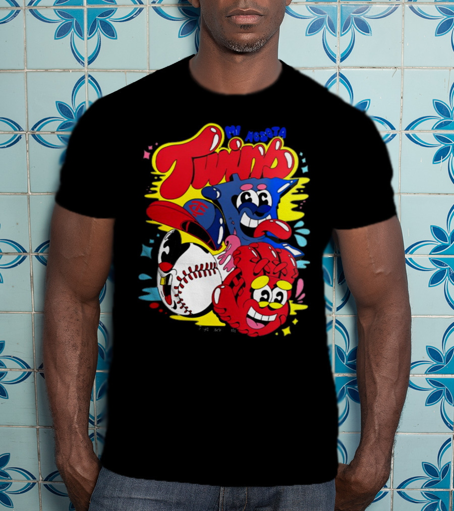 Minnesota Twins Cartoon Characters Baseball Art Evan Weselmann T-Shirt