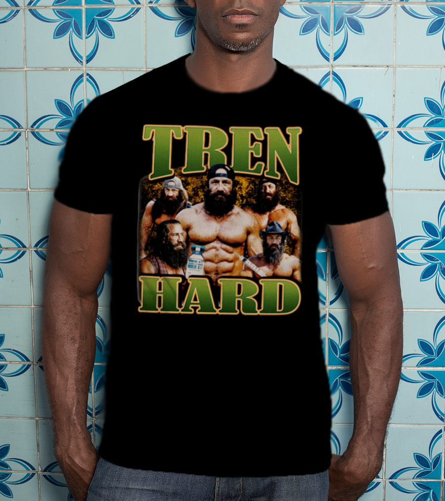 TREN HARD Bodybuilding Bearded Muscular Men With Medicine Bottle T-Shirt