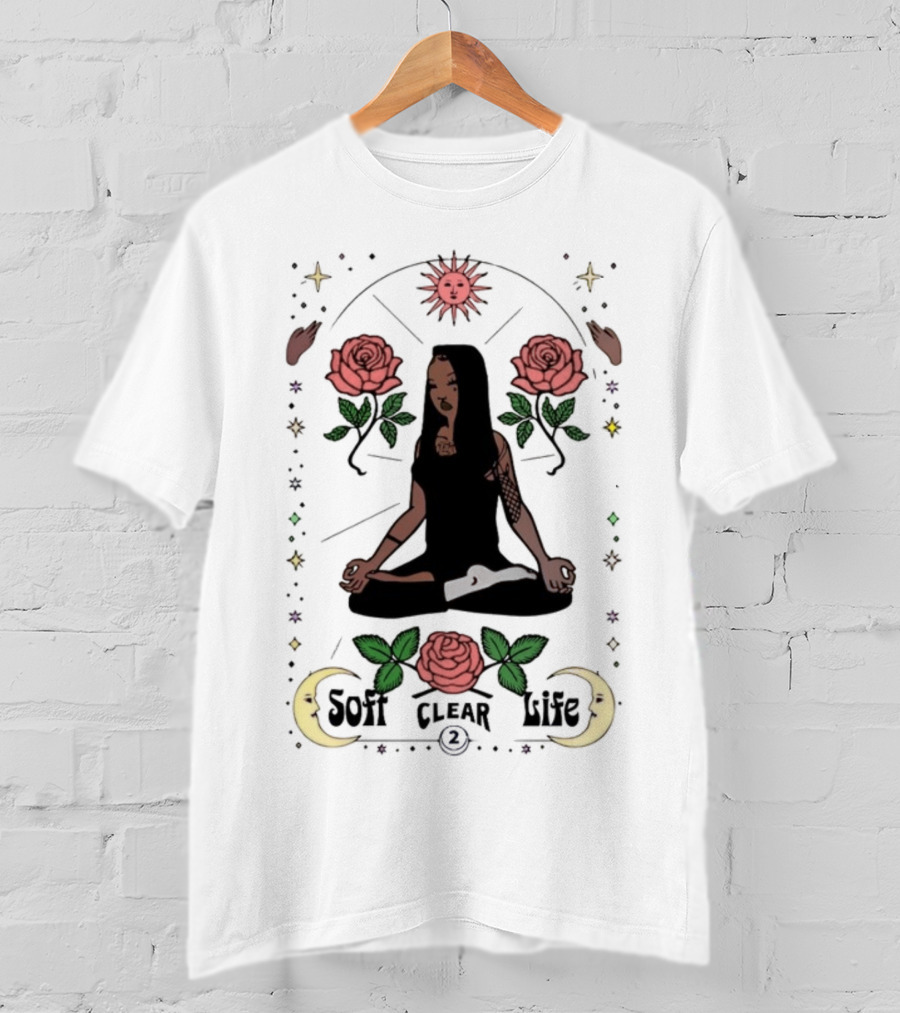 Summer Walker Soft Clear Life Yoga Meditation Roses Moon Sun T-Shirt