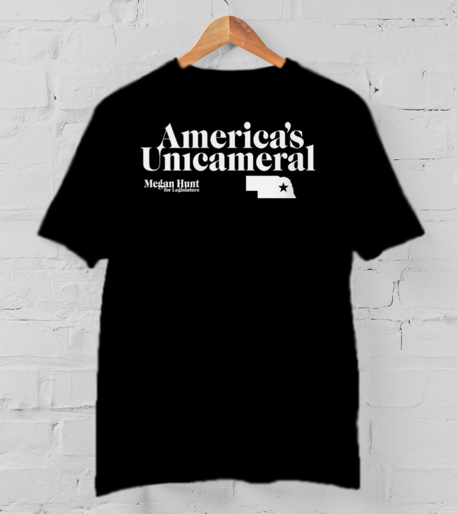 America's Unicameral Megan Hunt For Legislature Nebraska State Map T-Shirt