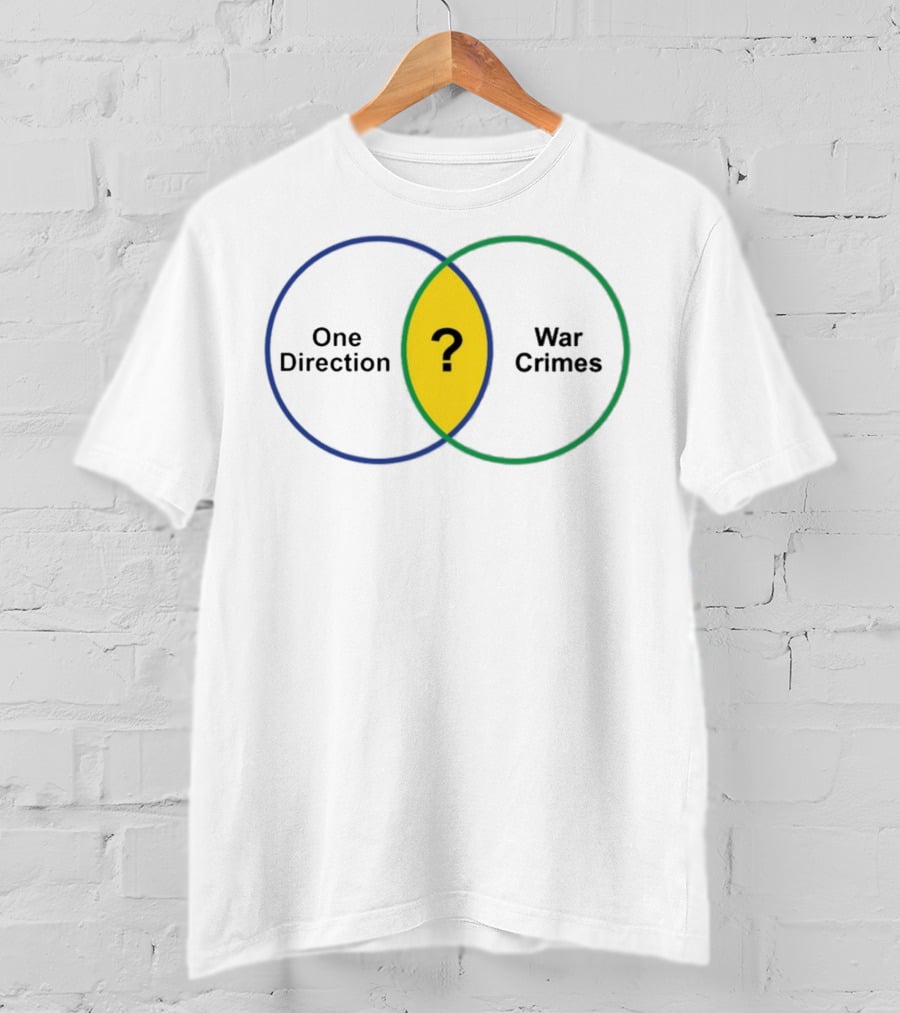 One Direction War Crimes Venn Diagram Question Mark T-Shirt