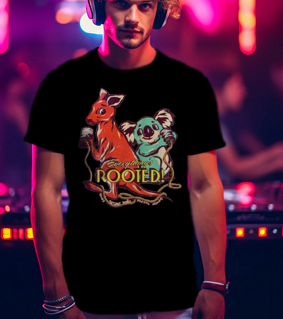 Everything's Rooted Kangaroo And Koala Play With Cords T-Shirt