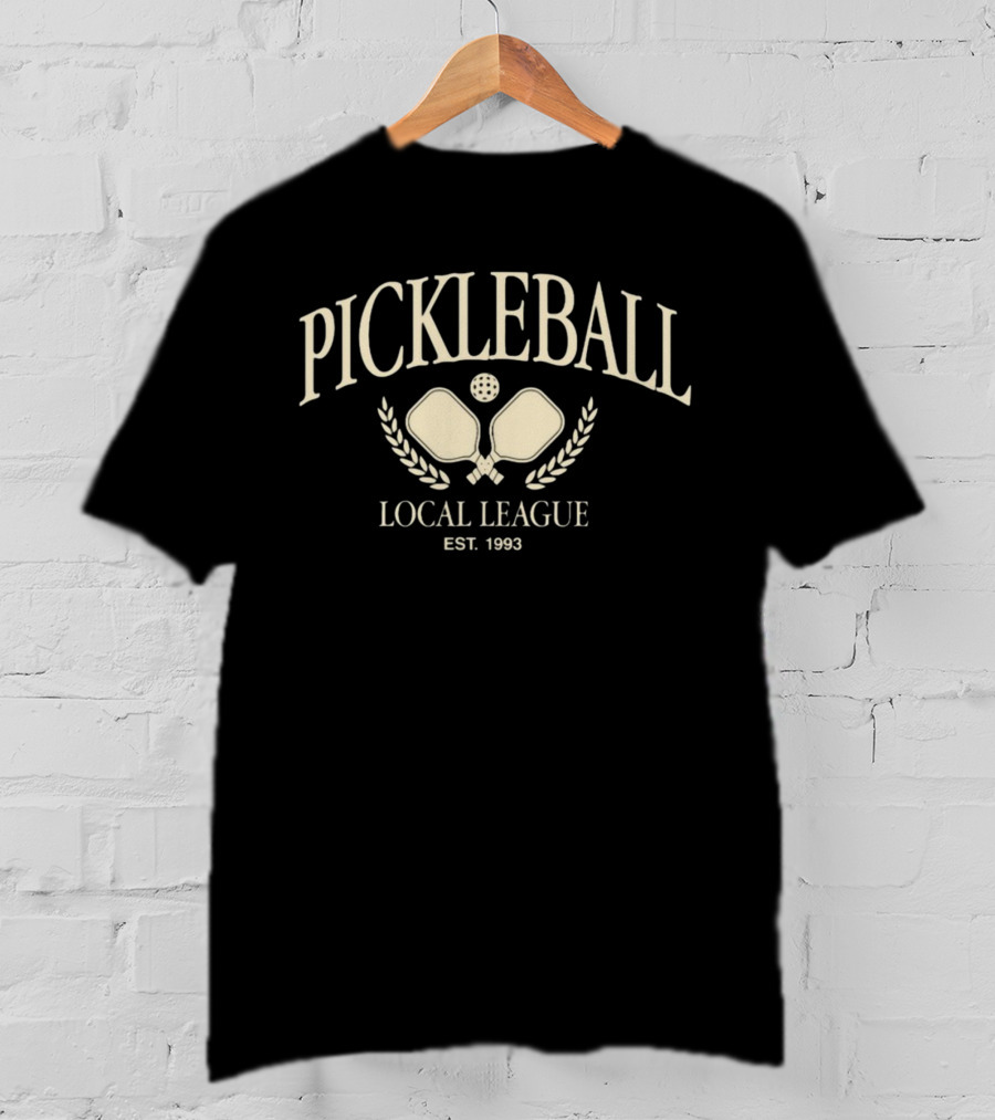 Pickleball Local League Est 1993 Two Paddles And Ball Laurel Wreath T-Shirt