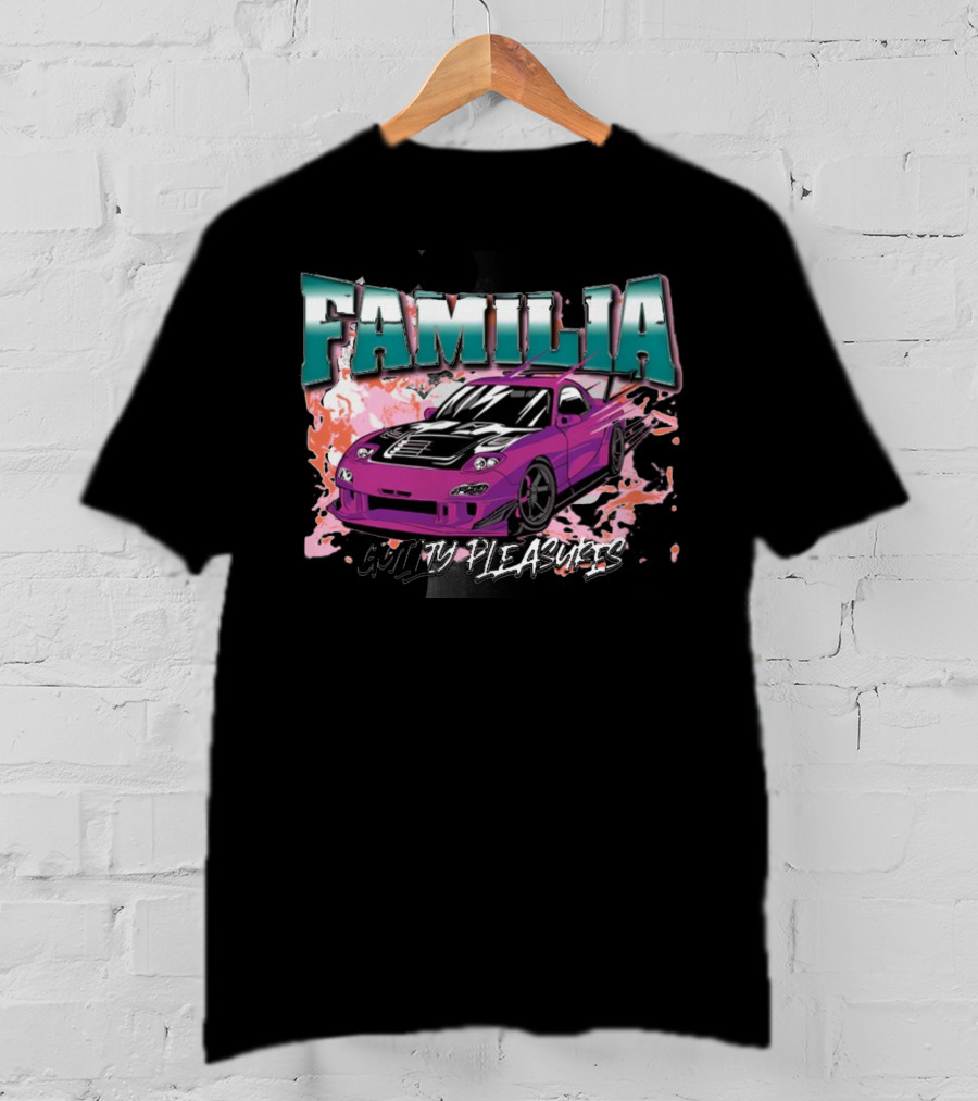 FAMILIA Guilty Pleasures Tryguys Car Explosion T-Shirt