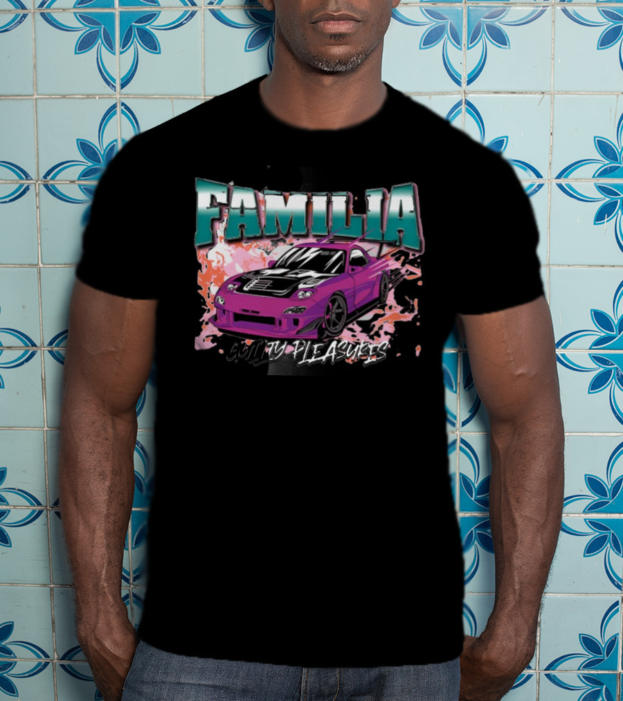 FAMILIA Guilty Pleasures Tryguys Car Explosion T-Shirt